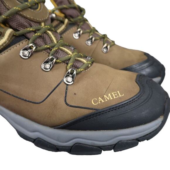 Camel Shoes Mens 9 Hiking Low Leather Boot Outdoor Trekking Active Lace Up Brown - Picture 3 of 14